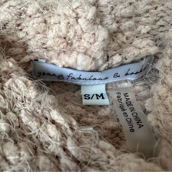 Young Fabulous & Broke Lorena Blush Pink Fuzzy Sweater S/M - Picture 16 of 16